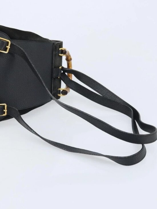 GUCCI Bamboo Backpack Suede Black Gold 003 1956 0030 Auth th6639 main image 6